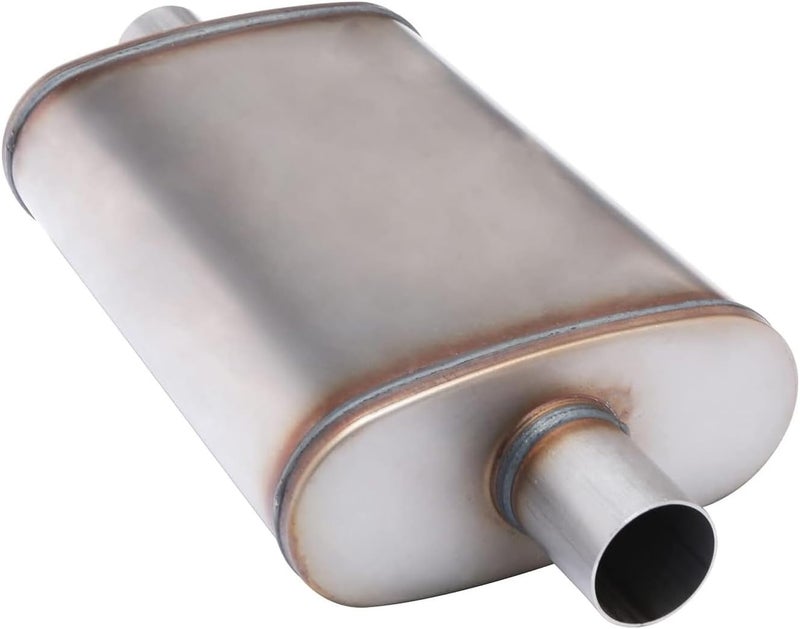 Floshine Universal 409 Stainless Muffler Straight-Through Performance Muffler Exhaust, center in | center out (2.25") - Image 1